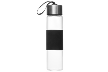 Ūdens pudele Maku, caurspīdīga/melna, tērauds/stikls, 0.45 l