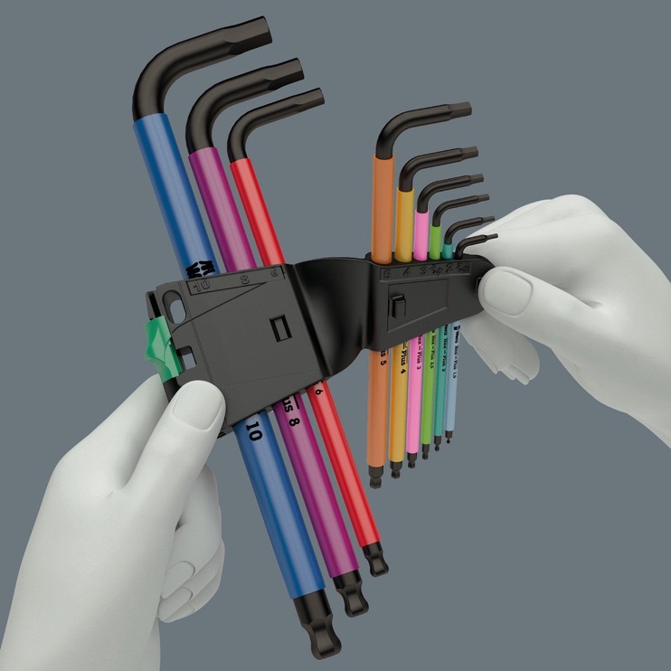 Набор шестигранных ключей Wera Multicolor Metric 950 SPKL/9SM N HF, 11.2 см