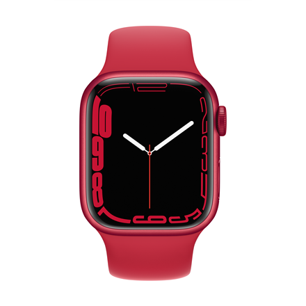 Viedais pulkstenis Apple Watch Series 7 GPS + Cellular, 41mm RED Aluminium Case with RED Sport Band - Regular, sarkana