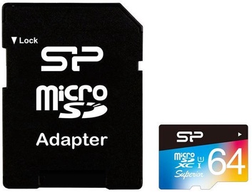 Atmiņas karte Silicon Power Elite Colorful microSDHC 64GB UHS-I Class 10 + SD Adapter