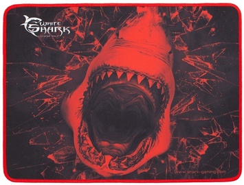 Hiirematt White Shark, 30 cm x 40 cm x 0.3 cm, must/punane