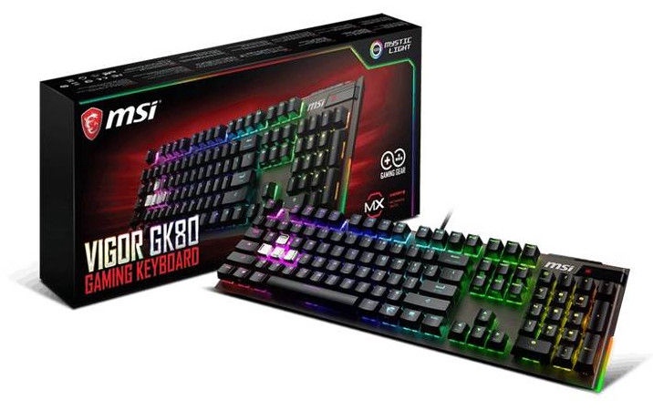 Клавиатура MSI Vigor GK80 CS Cherry MX RGB Silver EN, черный