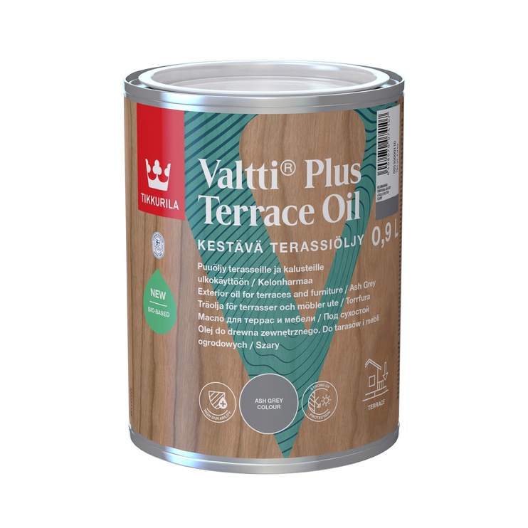 Древесное масло Tikkurila Valtti Plus Terrace Oil, серый, 0.9 l