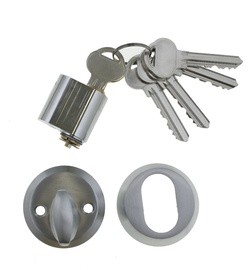 Lukusüdamiku komplekt 01+SSK256/18mm, harjatud kroom
