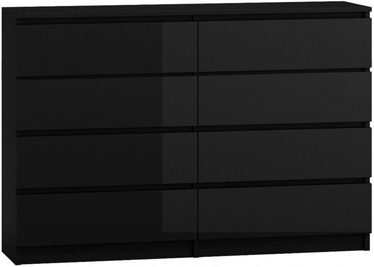 Top E Shop Malwa M8 Chest of 8 Drawers 140cm Gloss Black