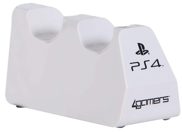 4Gamers Dual Controller Play And Charge Cables With Desktop Stand White