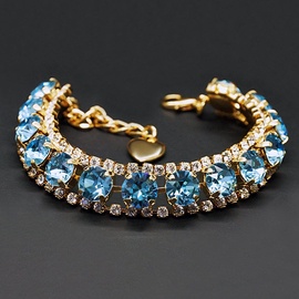 Diamond Sky Bracelet Crystal Shackle Aquamarine Blue With Crystals From Swarovski