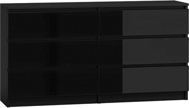 Top E Shop Malwa M6 Chest of 6 Drawers 140cm Gloss Black