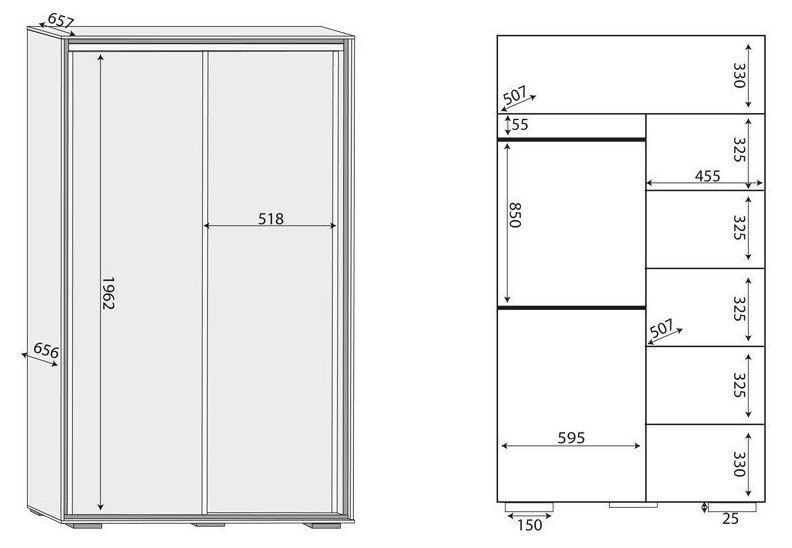 Spinta ML Meble Bonti 02, violetinė/pelenų, 110 cm x 66 cm x 211 cm