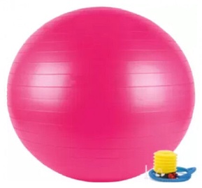 Vingrošanas bumba ar sūkni 75cm, rozā