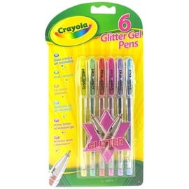Pastakas Crayola Glitter, sinine/kuldne/punane/roosa/violetne/helesinine, 6 tk