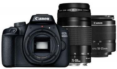 Spoguļkamera Canon EOS 4000D EF-S 18-55mm DC III + EF 75-300mm III