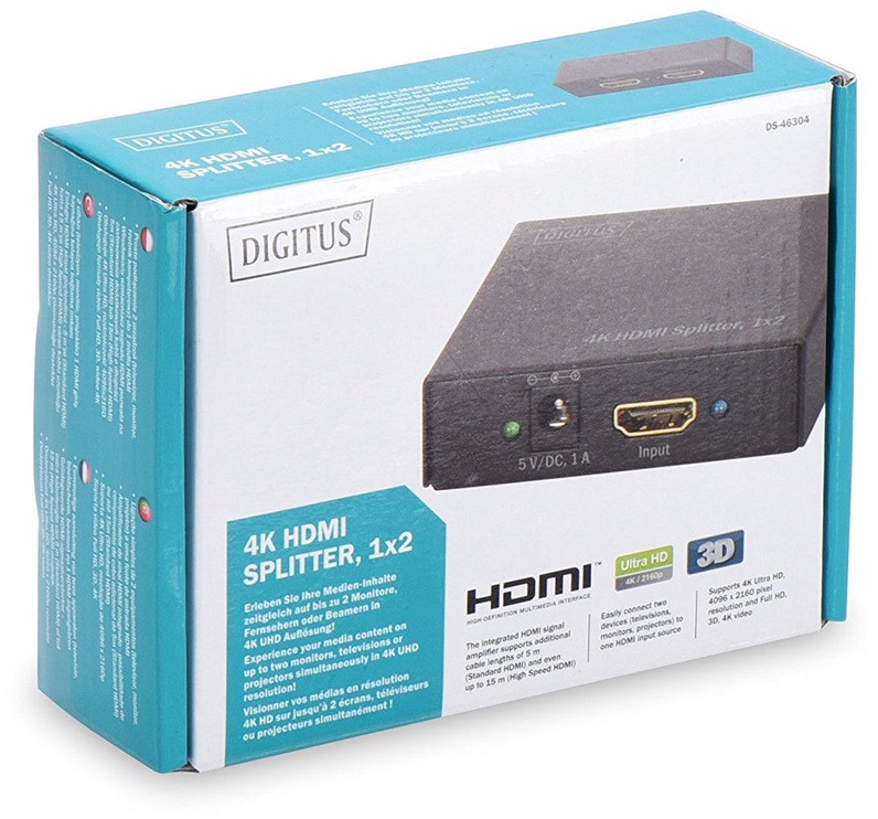 Videosignaali jagaja (Splitter) Digitus HDMI Splitter 2-port DS-46304