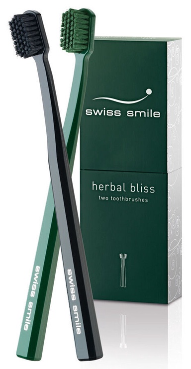 Зубная щетка Swiss Smile Herbal Bliss, черный/зеленый, 2 шт.