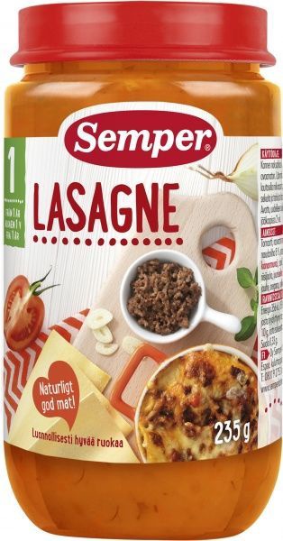 Semper Puree From 12 Months 235g Lasagne With Beef And Vegetables
