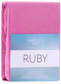 Voodilina AmeliaHome Ruby, roosa, 160x200 cm, kummiga