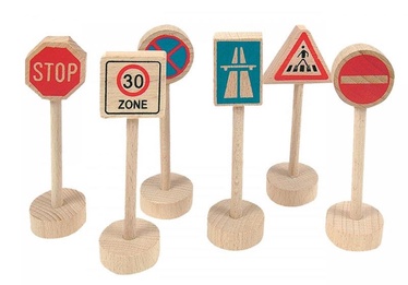 Woodyland Wooden Traffic Signs 6pcs 90575
