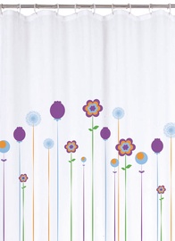 Vonios užuolaida Rayen Flowers, balta, 200 cm x 180 cm