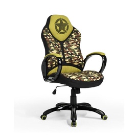 Biroja krēsls Domoletti Camouflage Edmund, 72 x 52 x 112 - 122 cm, melna/zaļa/daudzkrāsaina