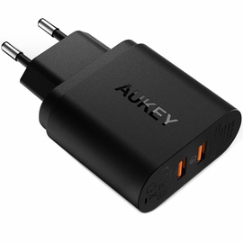 Зарядное устройство Aukey, USB/AC/DC, черный