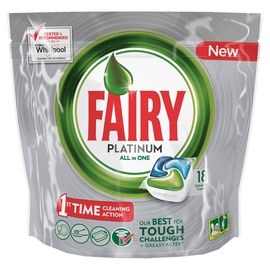 Trauku mazgājamās mašīnas kapsulas Fairy All in 1 Platinum Green, 18 gab.