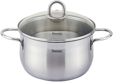 Fissman Monica Stainless Steel 16x9.5cm Casserole 1.9L With Glass Lid 5401