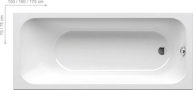 Vanna Ravak Chrome C731000000, 1600 mm x 700 mm x 440 mm, stūra