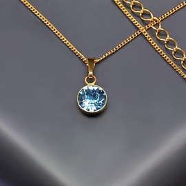 Diamond Sky Pendant Classic Aquamarine Blue With Swarovski Crystals