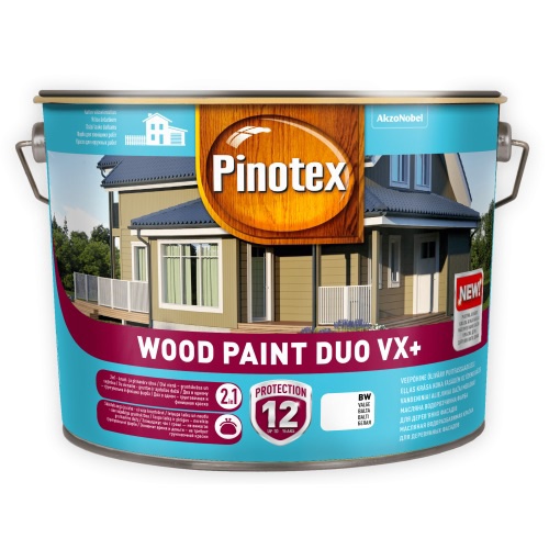 Krāsas koka fasādēm Pinotex Wood Paint Vx+, balta, 10 l