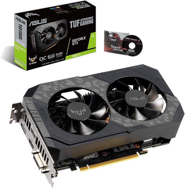 Videokarte Asus GeForce GTX 1660 Ti TUF Gaming OC TUF-GTX1660TI-O6G-GAMING, 6 GB, GDDR6