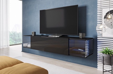 TV staliukas Cama Meble RTV Vigo Sky, juodas, 160 cm x 40 cm x 30 cm