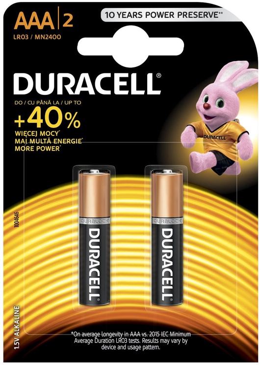 Baterijas Duracell, AAA, 2 gab.