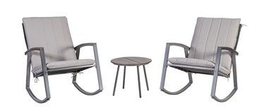 Home4you Loki Table And 2 Rocking Chairs Grey