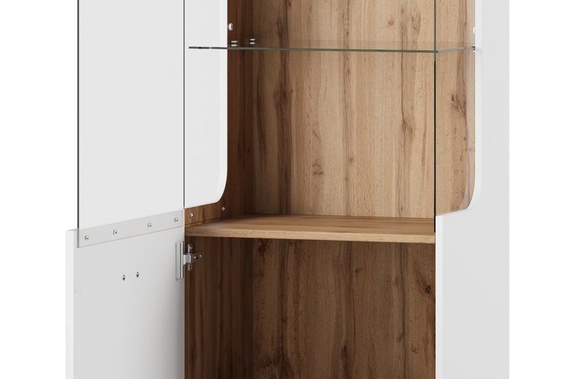 Шкаф-витрина Szynaka Meble Wood 10, белый/дубовый, 40 см x 52 см x 200 см