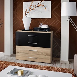 ASM Go Chest Of Drawers Sonoma Oak/Black Gloss