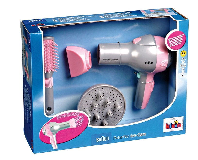 Игрушечный набор парикмахера Klein Braun Hairdryer With Brush, серебристый/розовый