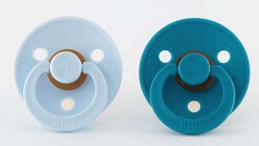 Bibs Colour Round Pacifier 2pcs Sky Blue/Teal 0-6m