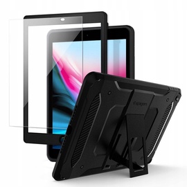Spigen Tough Armor Tech Kickstand Case + Tempered Glass For Apple iPad 9.7 2018/2017 Black
