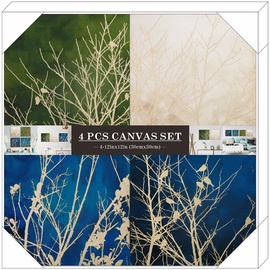 Home4you Printed Pictures Gold Foil 30x30cm 4pcs Trees 84742