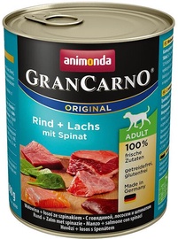 Mitrā barība (konservi) suņiem Animonda GranCarno, liellopa gaļa/dārzeņi/lasis, 0.8 kg