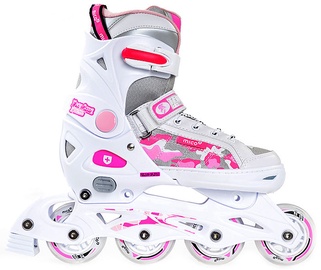 Skrituļslidas Mico Plus Princess 2in1, balta/rozā/pelēka, 40-43