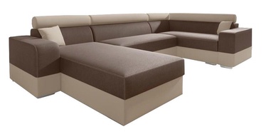 Stūra dīvāns Idzczak Meble Infinity Super Brown/Beige, labais, 332 x 185 x 93 cm