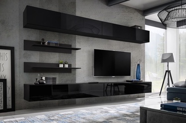 ASM Fly I Living Room Wall Unit Set w/ LED Black