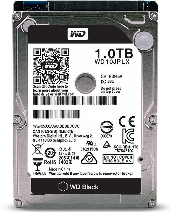 Жесткий диск (HDD) Western Digital Black 1TB 7200RPM 32MB SATA3 Bulk WD10JPLX, 2.5", 1 TB