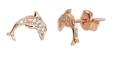 Diamond Sky Gold Earrings Dolphin Love XI