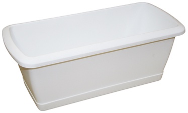 Prosperplast Balcony Flower Box With Plate White 40cm