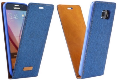Forcell Canvas Flexi Vertical Book Case For Samsung Galaxy J5 J510 Blue