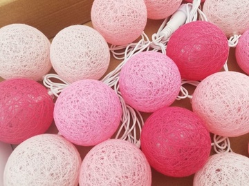 Shevlad Cotton Ball Connectable LED Turner D6cm 3.5m 20pcs Pink