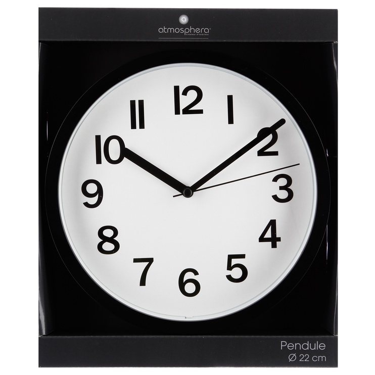 Sieninis kvarcinis laikrodis 137438G, juoda, plastikas, 22 cm x 22 cm, 22 cm