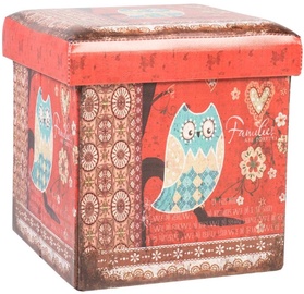 Home4you Pouf/Box with Lid Ventura 32x32xH32cm Owl Red
